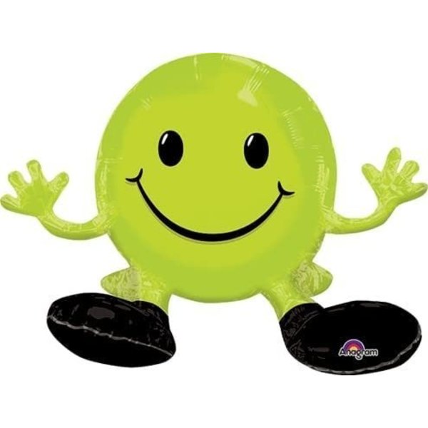 Loonballoon Smile Balloons, Smiley FACE - Green LOON-LAB-29628-Q-P